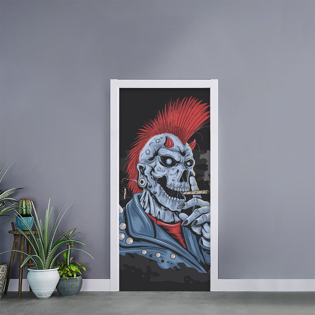 Punk Mohawk Devil Print Door Sticker