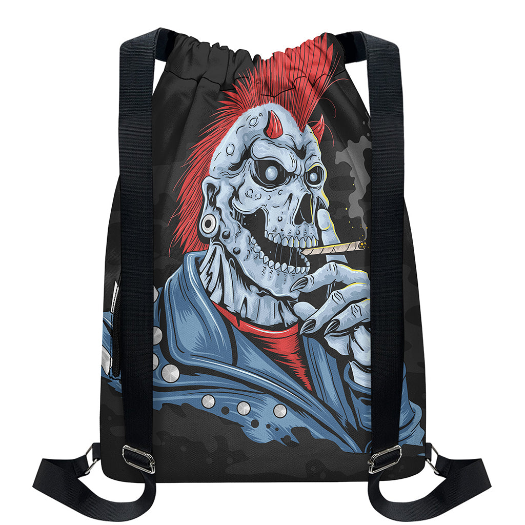 Punk Mohawk Devil Print Drawstring Backpack