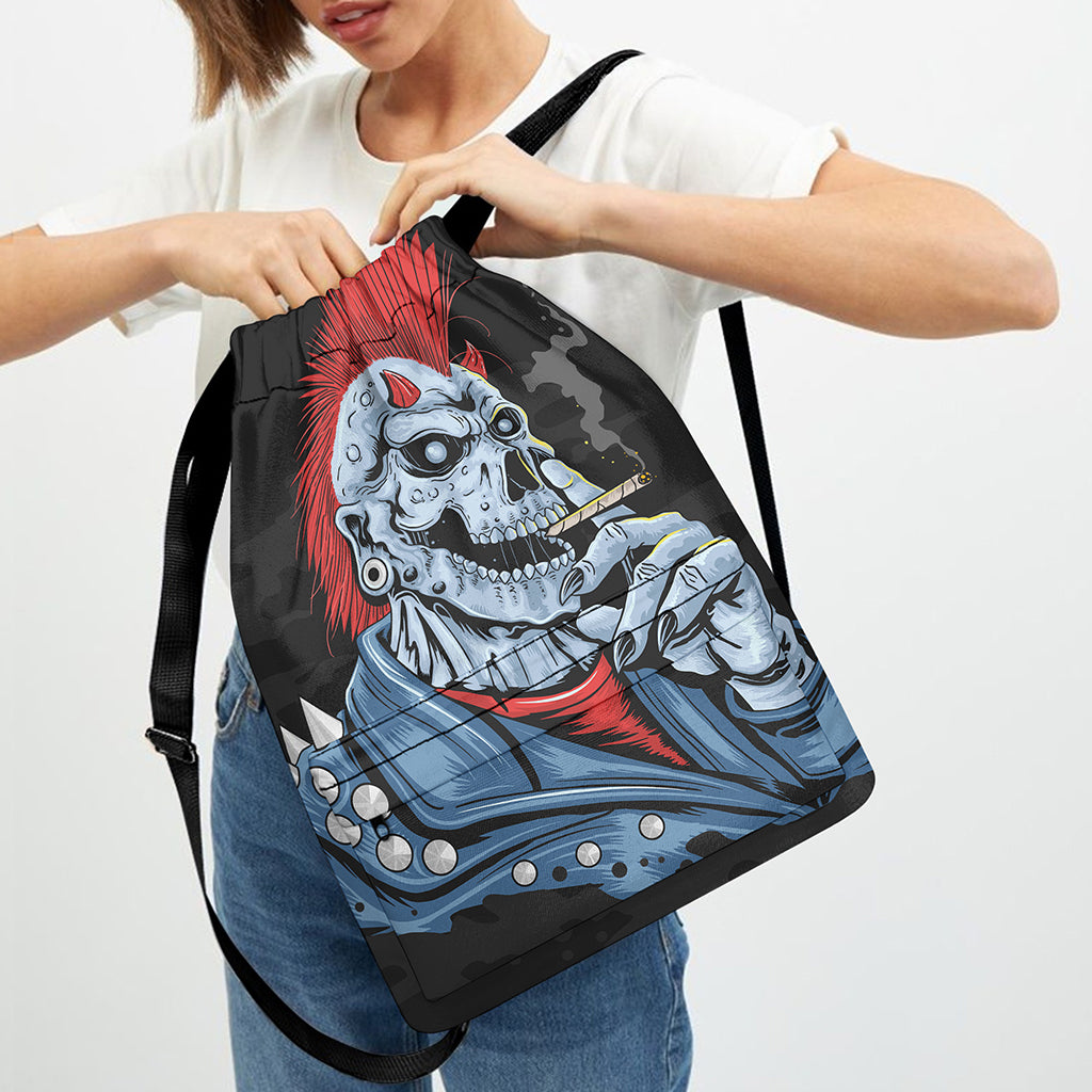 Punk Mohawk Devil Print Drawstring Backpack