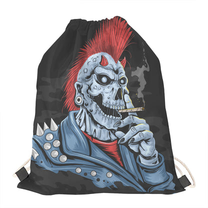 Punk Mohawk Devil Print Drawstring Bag