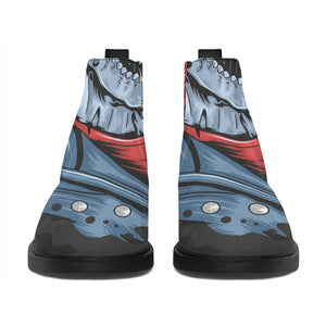 Punk Mohawk Devil Print Flat Ankle Boots