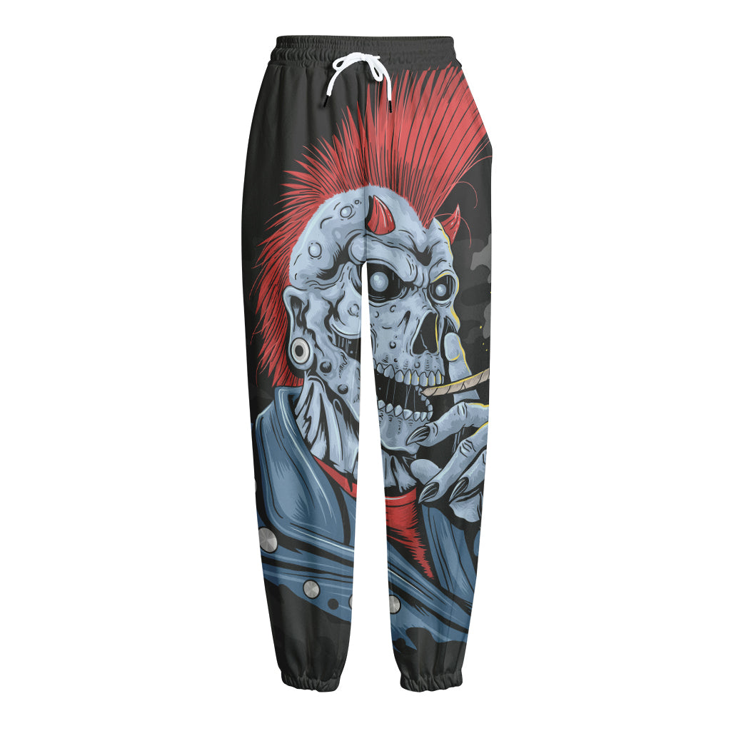 Punk Mohawk Devil Print Fleece Lined Knit Pants