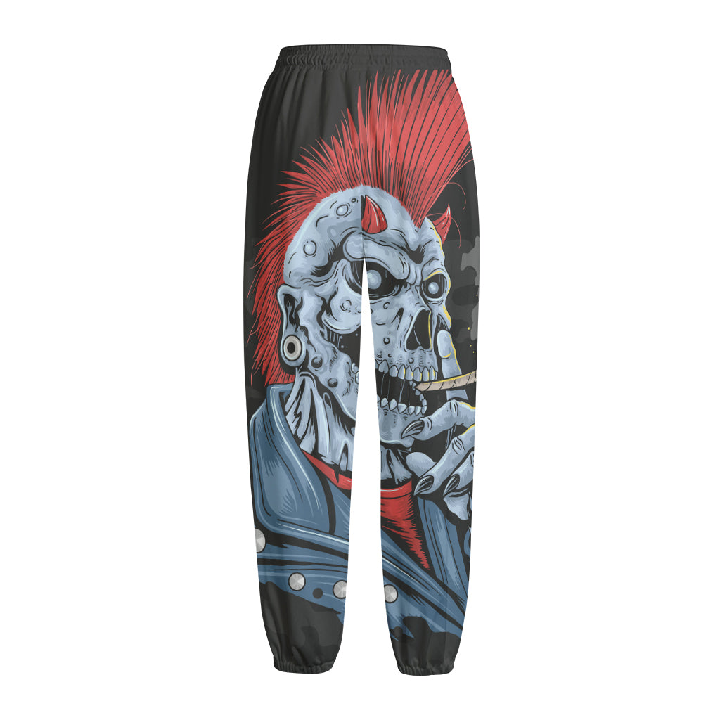 Punk Mohawk Devil Print Fleece Lined Knit Pants