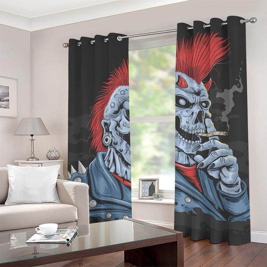 Punk Mohawk Devil Print Grommet Curtains