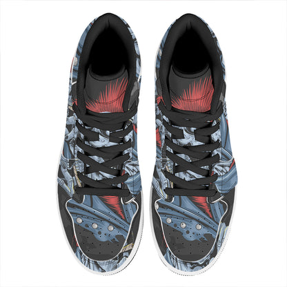Punk Mohawk Devil Print High Top Leather Sneakers