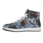 Punk Mohawk Devil Print High Top Leather Sneakers
