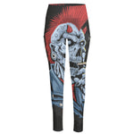 Punk Mohawk Devil Print High-Waisted Pocket Leggings