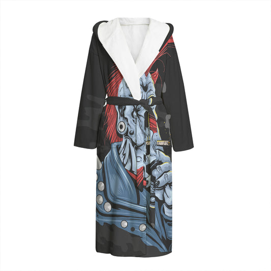 Punk Mohawk Devil Print Hooded Bathrobe