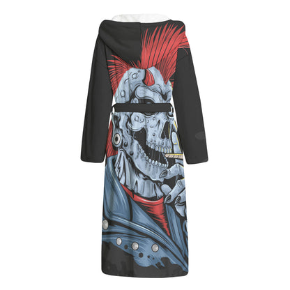 Punk Mohawk Devil Print Hooded Bathrobe