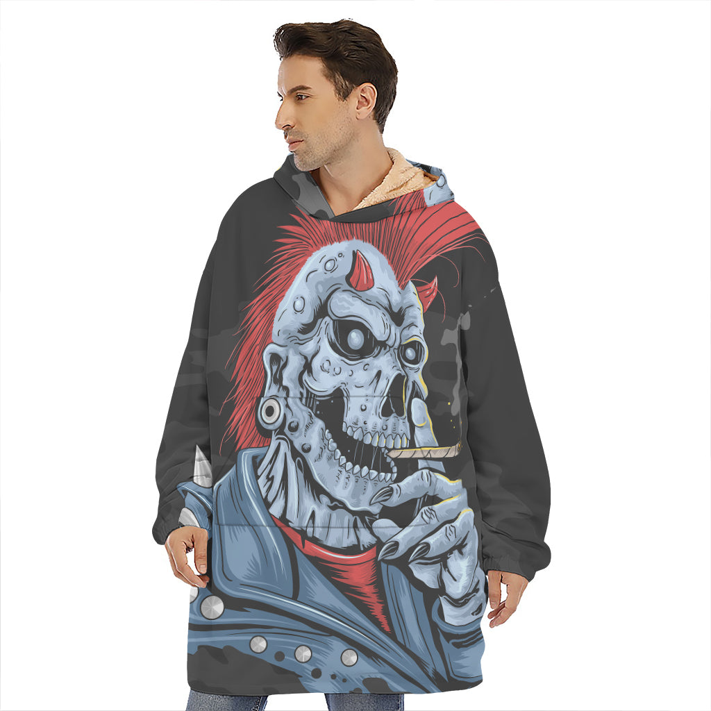 Punk Mohawk Devil Print Hoodie Blanket
