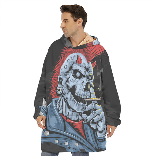 Punk Mohawk Devil Print Hoodie Blanket