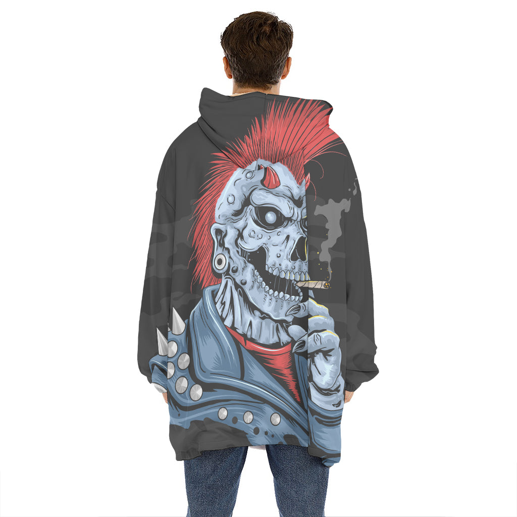 Punk Mohawk Devil Print Hoodie Blanket