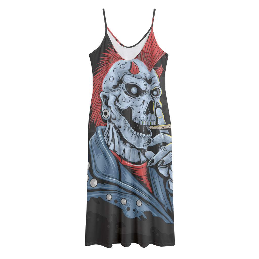 Punk Mohawk Devil Print Jersey Midi Cami Dress