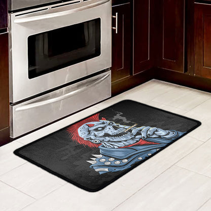 Punk Mohawk Devil Print Kitchen Mat