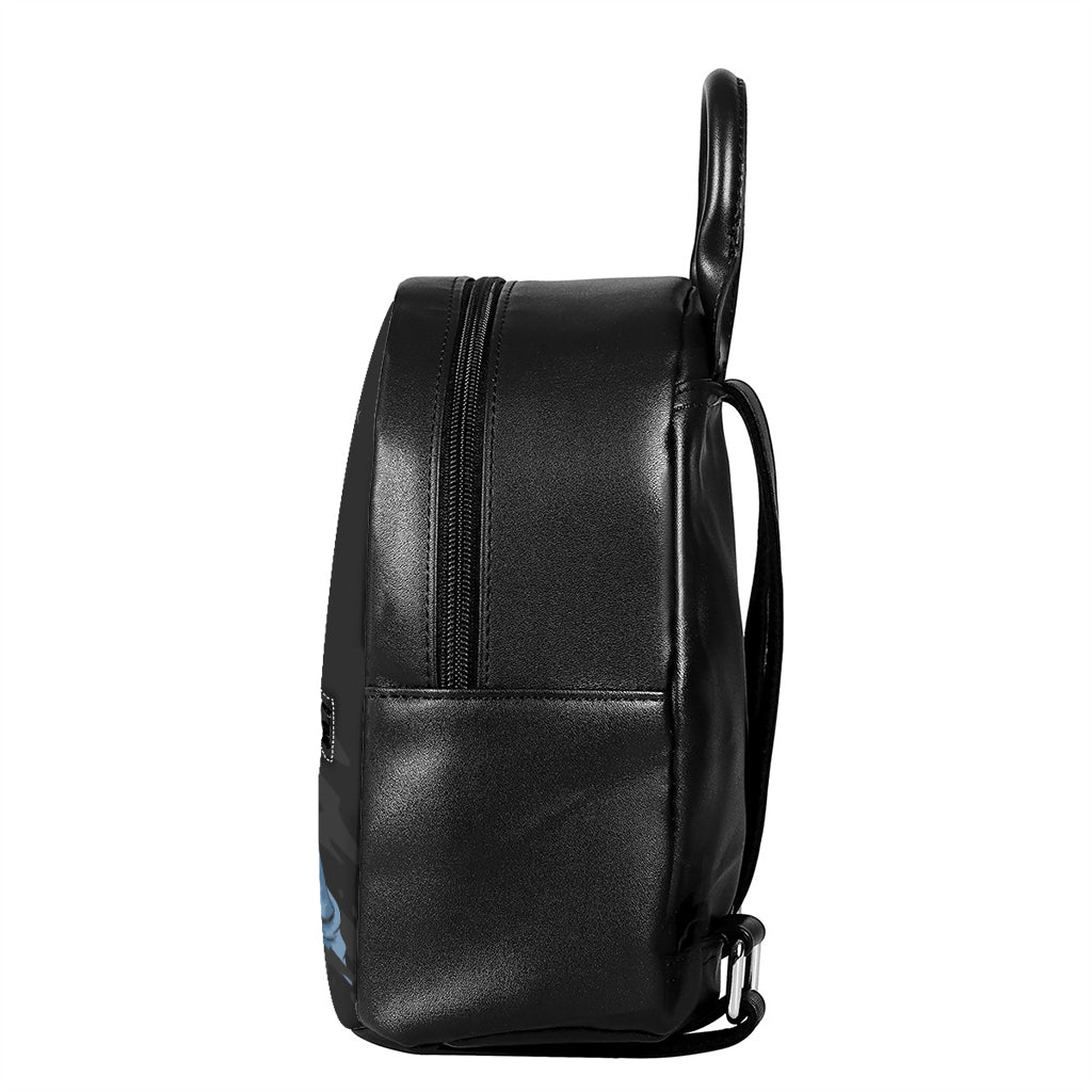 Punk Mohawk Devil Print Leather Backpack