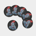 Punk Mohawk Devil Print Leather Coaster Set