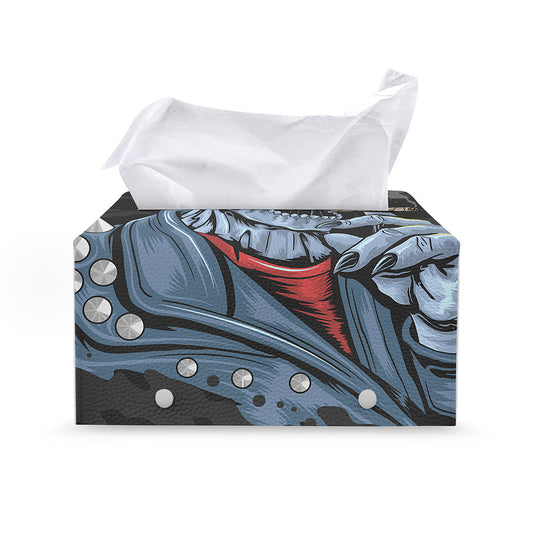 Punk Mohawk Devil Print Leather Tissue Box Cover
