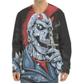 Punk Mohawk Devil Print Long Sleeve Baseball Jersey