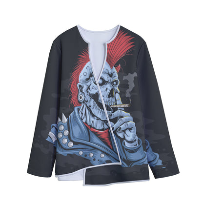 Punk Mohawk Devil Print Long Sleeve Short Coat