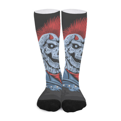 Punk Mohawk Devil Print Long Socks