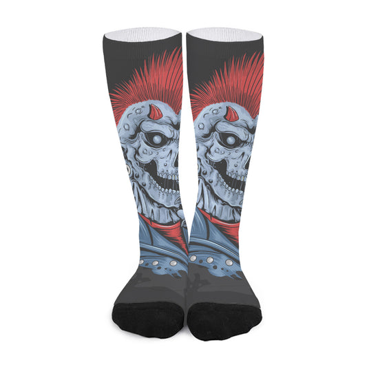 Punk Mohawk Devil Print Long Socks