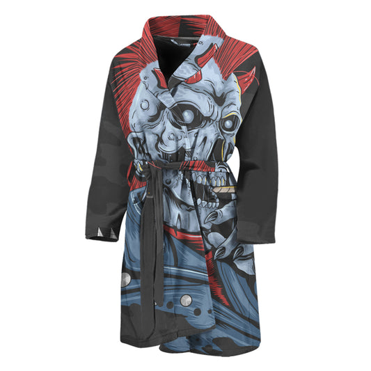 Punk Mohawk Devil Print Men's Bathrobe