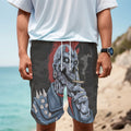 Punk Mohawk Devil Print Men's Cargo Shorts