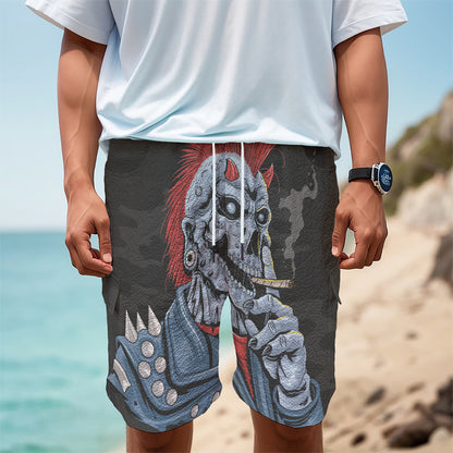 Punk Mohawk Devil Print Men's Cargo Shorts