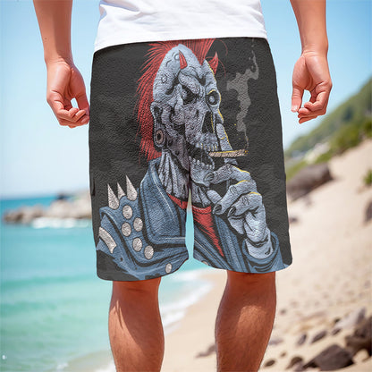 Punk Mohawk Devil Print Men's Cargo Shorts