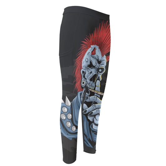 Punk Mohawk Devil Print Men's Compression Pants