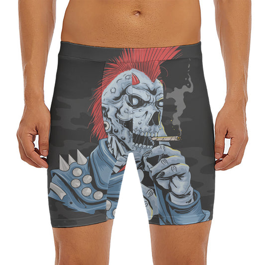 Punk Mohawk Devil Print Men's Long Boxer Briefs