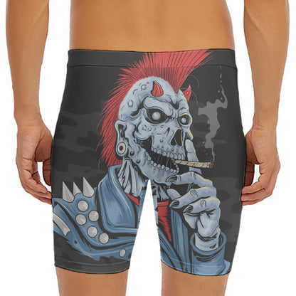 Punk Mohawk Devil Print Men's Long Boxer Briefs