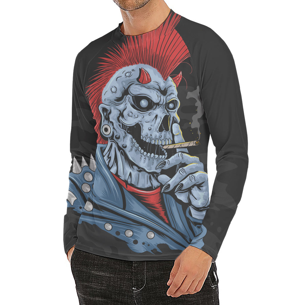 Punk Mohawk Devil Print Men's Long Sleeve Rash Guard
