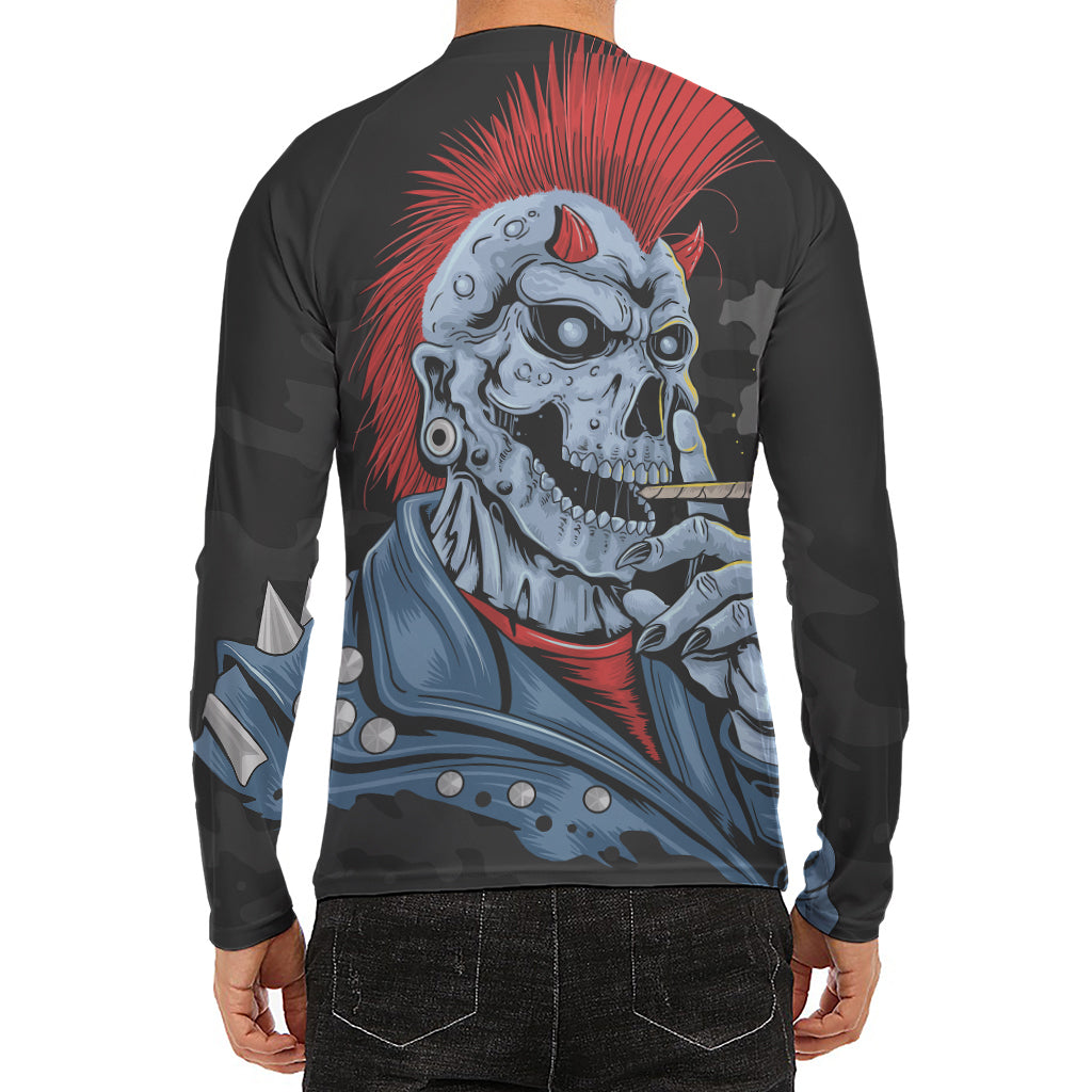 Punk Mohawk Devil Print Men's Long Sleeve Rash Guard