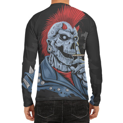 Punk Mohawk Devil Print Men's Long Sleeve Rash Guard