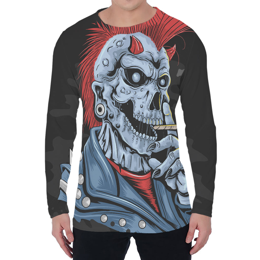 Punk Mohawk Devil Print Men's Long Sleeve T-Shirt