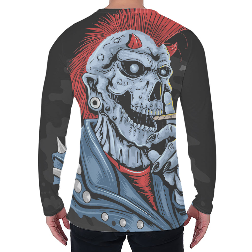 Punk Mohawk Devil Print Men's Long Sleeve T-Shirt