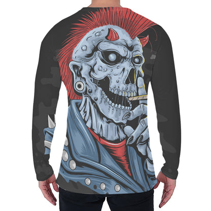 Punk Mohawk Devil Print Men's Long Sleeve T-Shirt