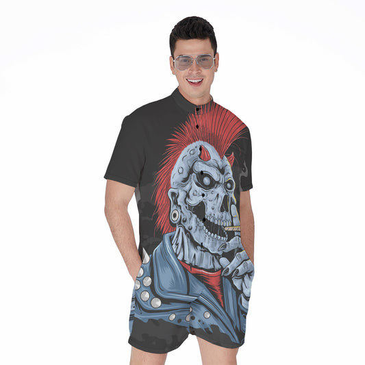 Punk Mohawk Devil Print Men's Rompers