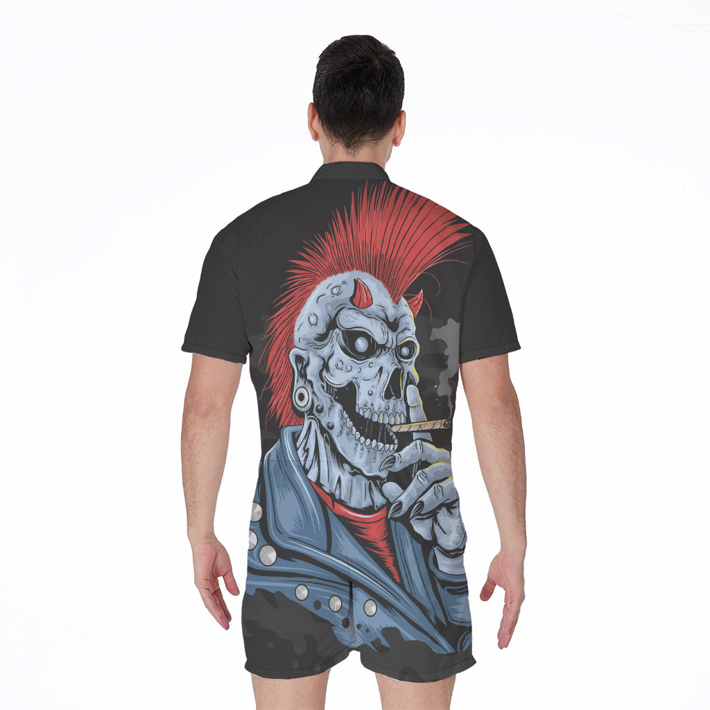 Punk Mohawk Devil Print Men's Rompers