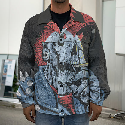 Punk Mohawk Devil Print Men's Shirt Jacket