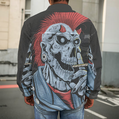 Punk Mohawk Devil Print Men's Shirt Jacket
