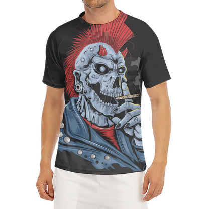 Punk Mohawk Devil Print Men's Short Sleeve Rash Guard