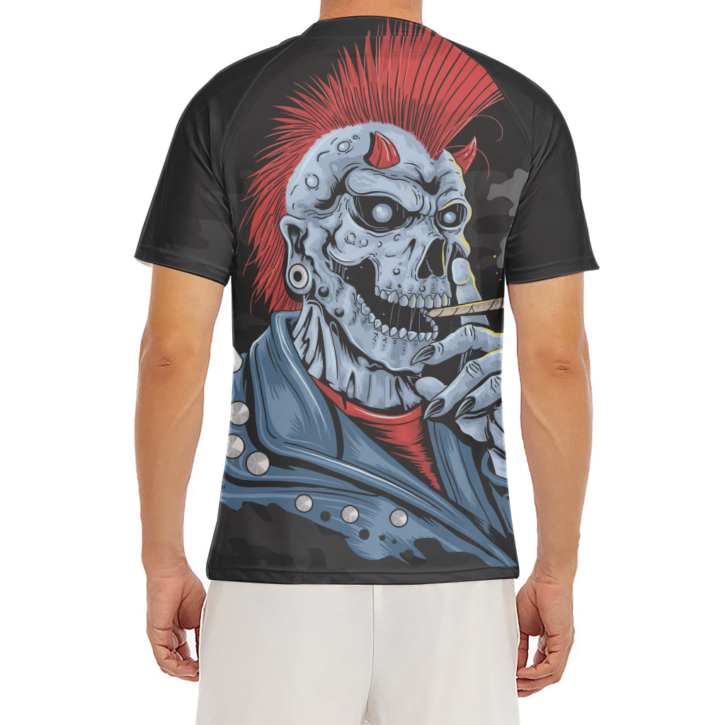 Punk Mohawk Devil Print Men's Short Sleeve Rash Guard