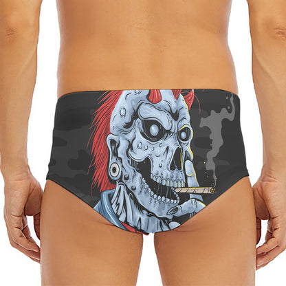 Punk Mohawk Devil Print Men's Triangle Swim Briefs