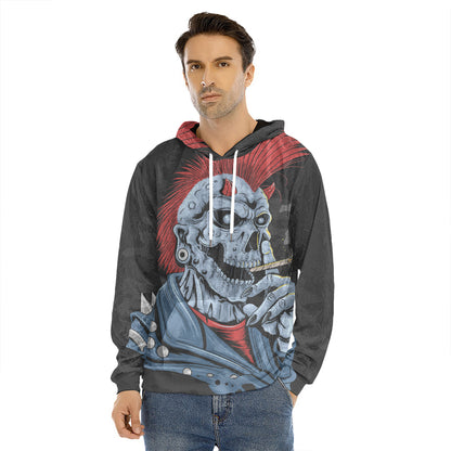 Punk Mohawk Devil Print Men's Velvet Pullover Hoodie