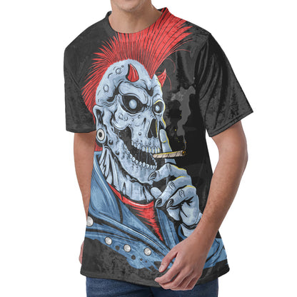 Punk Mohawk Devil Print Men's Velvet T-Shirt