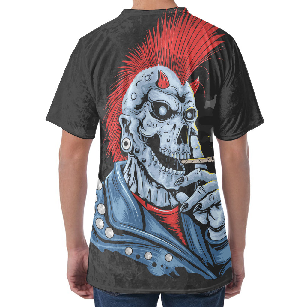 Punk Mohawk Devil Print Men's Velvet T-Shirt