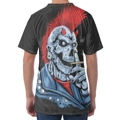 Punk Mohawk Devil Print Men's Velvet T-Shirt
