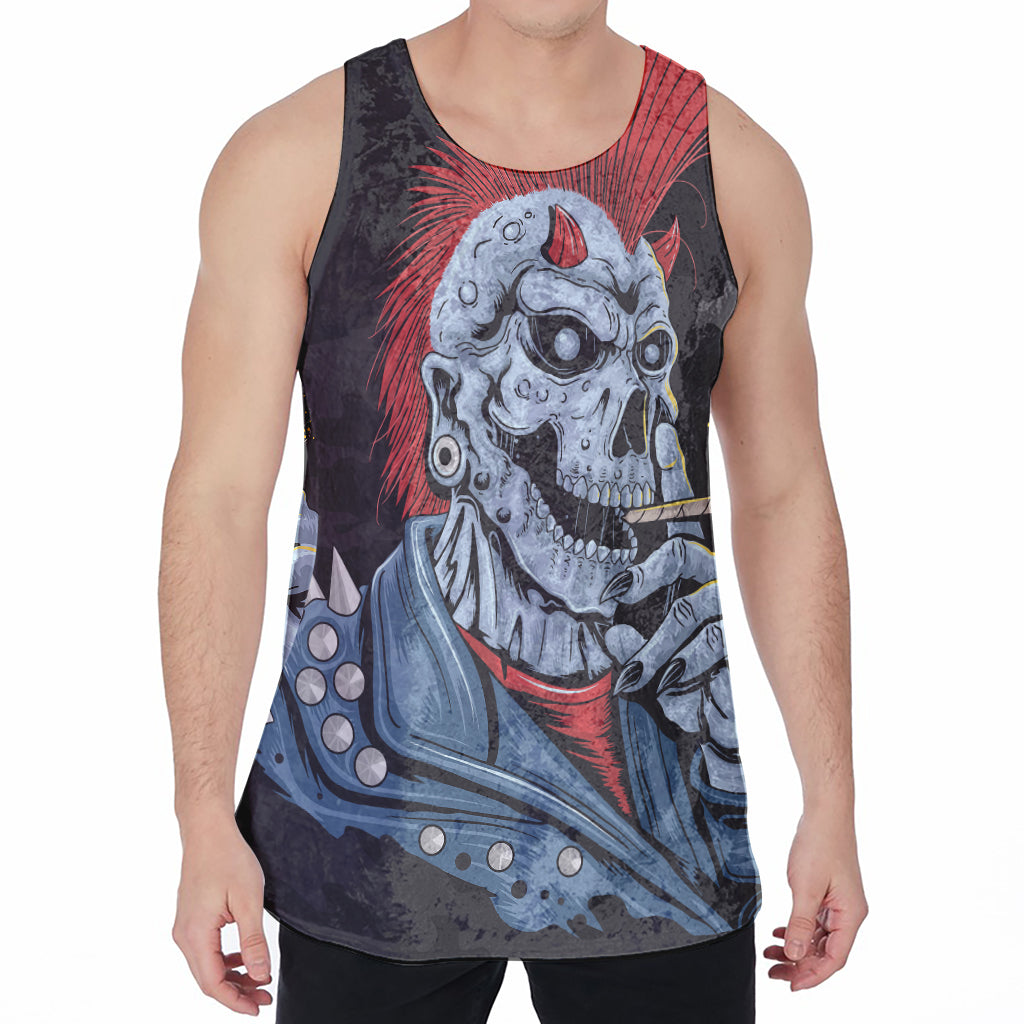Punk Mohawk Devil Print Men's Velvet Tank Top